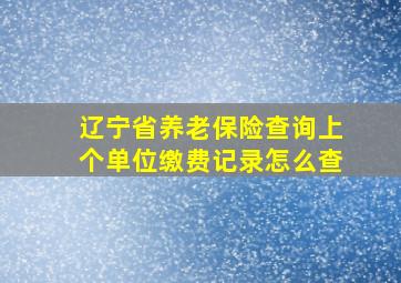 辽宁省养老保险查询上个单位缴费记录怎么查