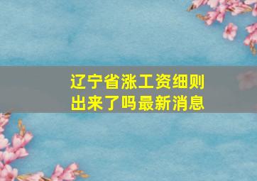 辽宁省涨工资细则出来了吗最新消息