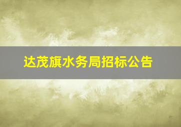 达茂旗水务局招标公告