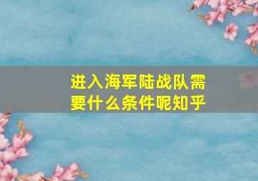 进入海军陆战队需要什么条件呢知乎