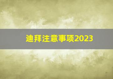 迪拜注意事项2023