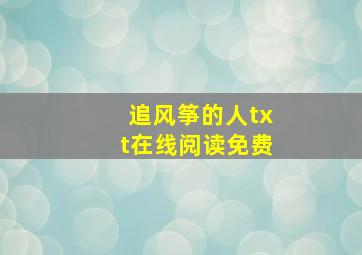 追风筝的人txt在线阅读免费