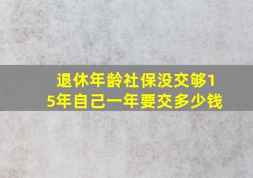 退休年龄社保没交够15年自己一年要交多少钱