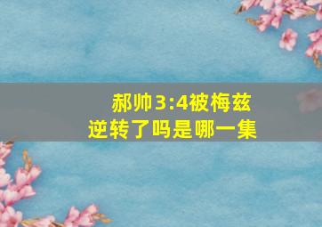 郝帅3:4被梅兹逆转了吗是哪一集