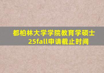 都柏林大学学院教育学硕士25fall申请截止时间