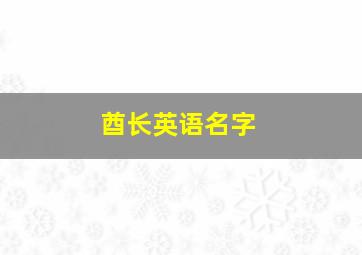 酋长英语名字