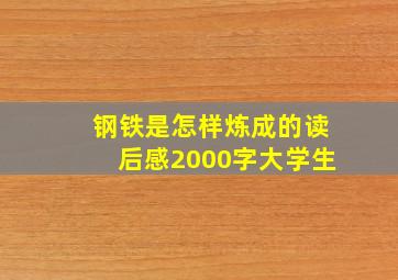 钢铁是怎样炼成的读后感2000字大学生