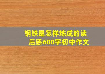 钢铁是怎样炼成的读后感600字初中作文