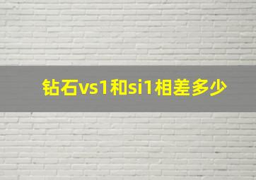 钻石vs1和si1相差多少