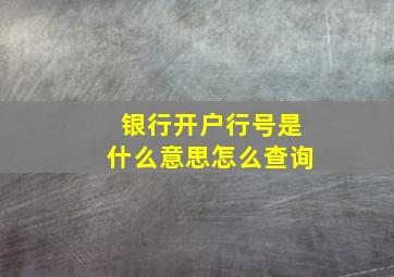 银行开户行号是什么意思怎么查询