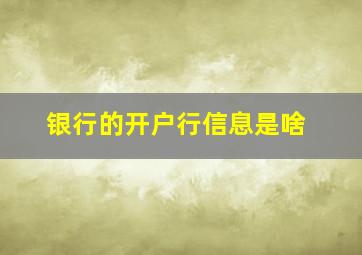 银行的开户行信息是啥