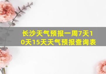 长沙天气预报一周7天10天15天天气预报查询表