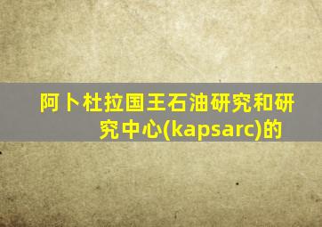 阿卜杜拉国王石油研究和研究中心(kapsarc)的