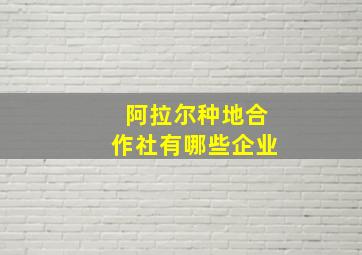 阿拉尔种地合作社有哪些企业