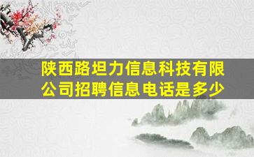 陕西路坦力信息科技有限公司招聘信息电话是多少