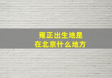 雍正出生地是在北京什么地方