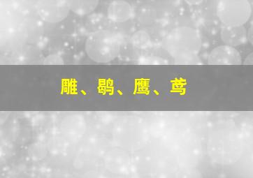 雕、鹖、鹰、鸢