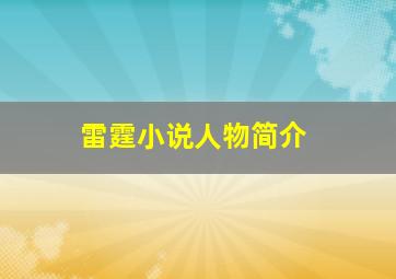 雷霆小说人物简介