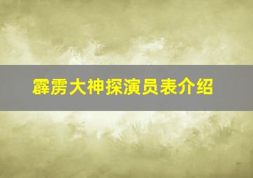 霹雳大神探演员表介绍