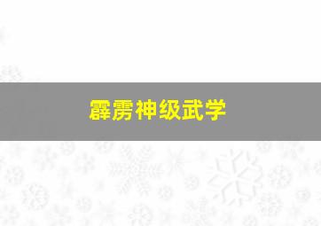 霹雳神级武学