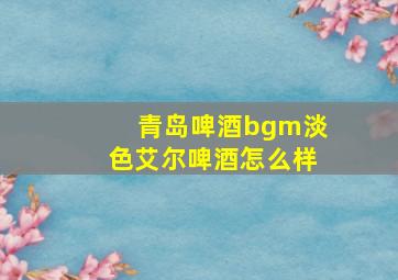 青岛啤酒bgm淡色艾尔啤酒怎么样