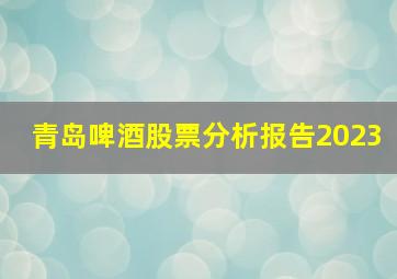 青岛啤酒股票分析报告2023