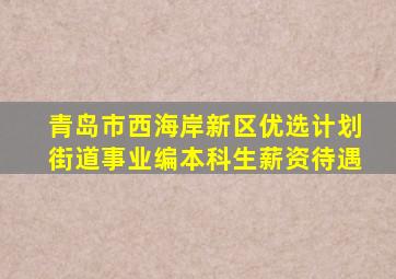 青岛市西海岸新区优选计划街道事业编本科生薪资待遇