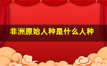 非洲原始人种是什么人种