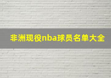 非洲现役nba球员名单大全