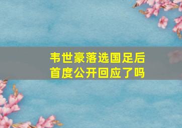 韦世豪落选国足后首度公开回应了吗