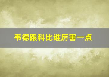 韦德跟科比谁厉害一点