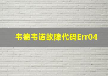 韦德韦诺故障代码Err04