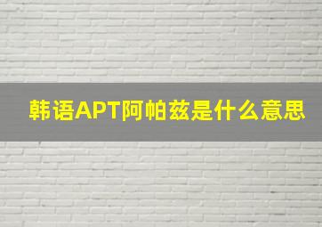 韩语APT阿帕兹是什么意思