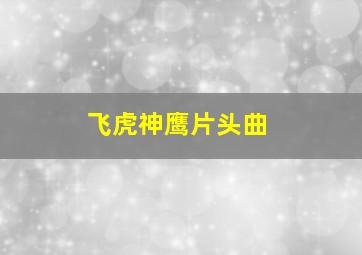 飞虎神鹰片头曲