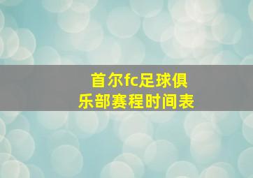 首尔fc足球俱乐部赛程时间表