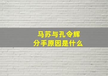 马苏与孔令辉分手原因是什么