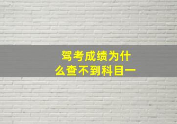 驾考成绩为什么查不到科目一