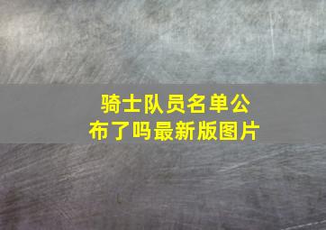 骑士队员名单公布了吗最新版图片