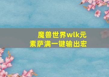 魔兽世界wlk元素萨满一键输出宏