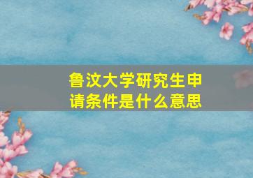 鲁汶大学研究生申请条件是什么意思