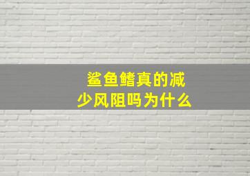 鲨鱼鳍真的减少风阻吗为什么