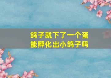 鸽子就下了一个蛋能孵化出小鸽子吗