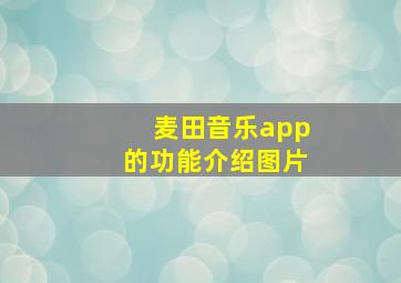 麦田音乐app的功能介绍图片