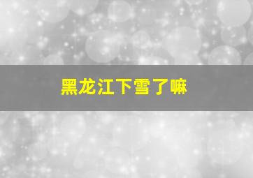 黑龙江下雪了嘛