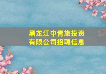 黑龙江中青旅投资有限公司招聘信息