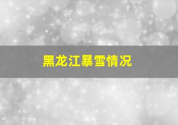 黑龙江暴雪情况