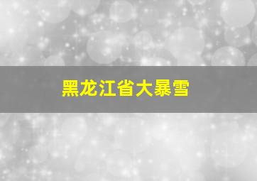 黑龙江省大暴雪