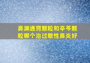 鼻渊通窍颗粒和辛芩颗粒哪个治过敏性鼻炎好