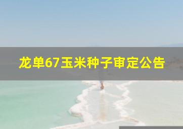 龙单67玉米种子审定公告