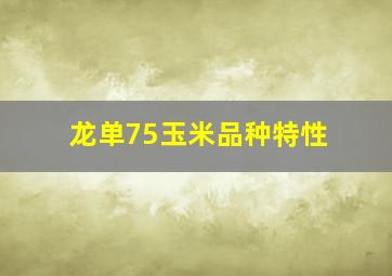 龙单75玉米品种特性